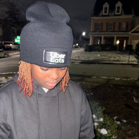 UberEats Reflective Hooded Sweatshirt Hoodie - Delivery Driver (Black) - Picture 16 of 17